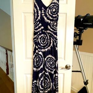 INC maxi dress, Navy Blue and white swirls. XL